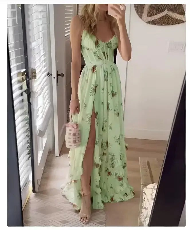 Klassieke Elegante Bloemen Maxi Jurk