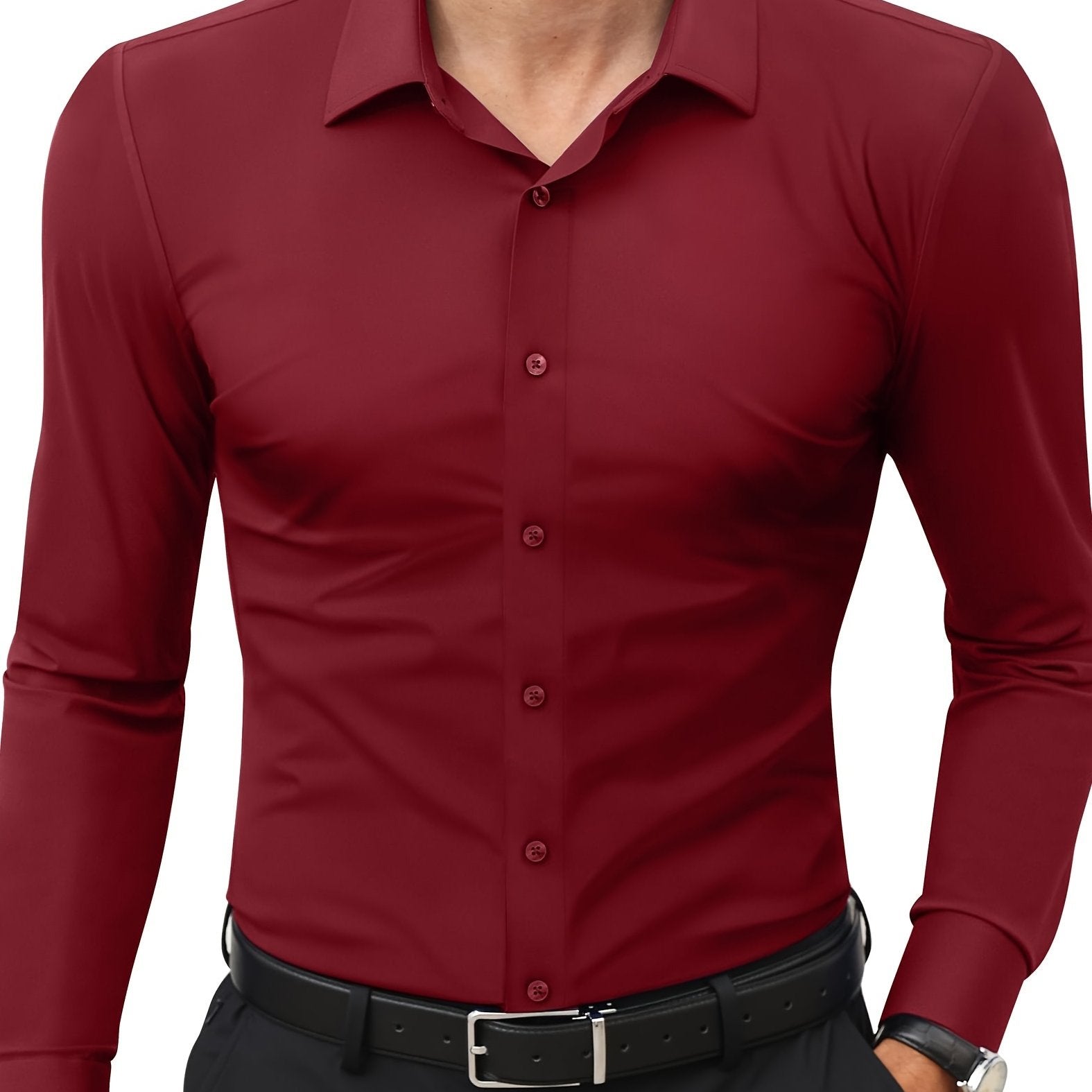 Slim-Fit Stretch Overhemd met Knoopsluiting voor Heren
