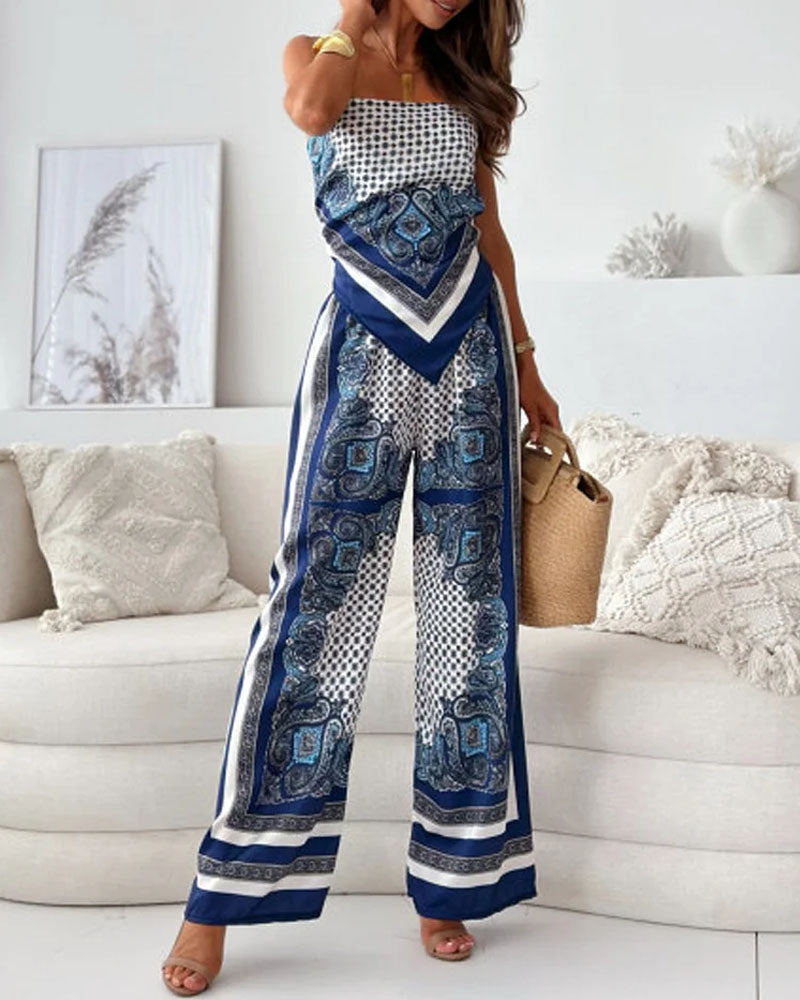 Stijlvolle Set met Geprinte Gilet en Pantalon