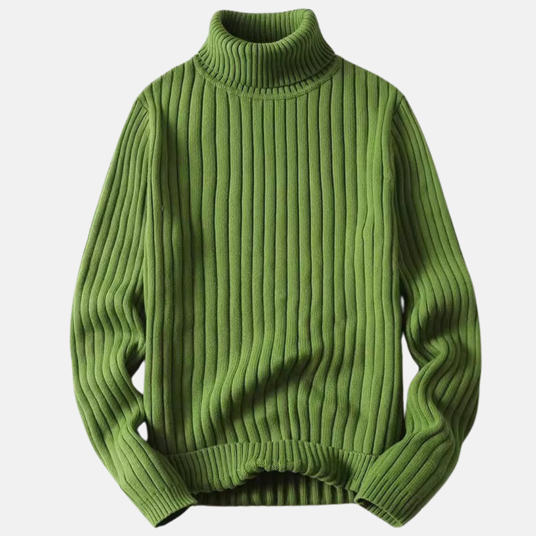 Men's Sweater - Knitted Fabric - Turtleneck - Regular Fit - Long Sleeves