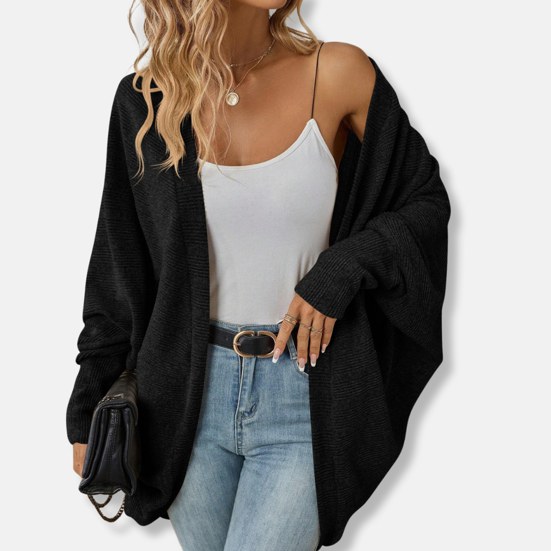 Ladies' Cardigan – Oversized Fit – Open Front – Batwing Sleeves – Soft Knit