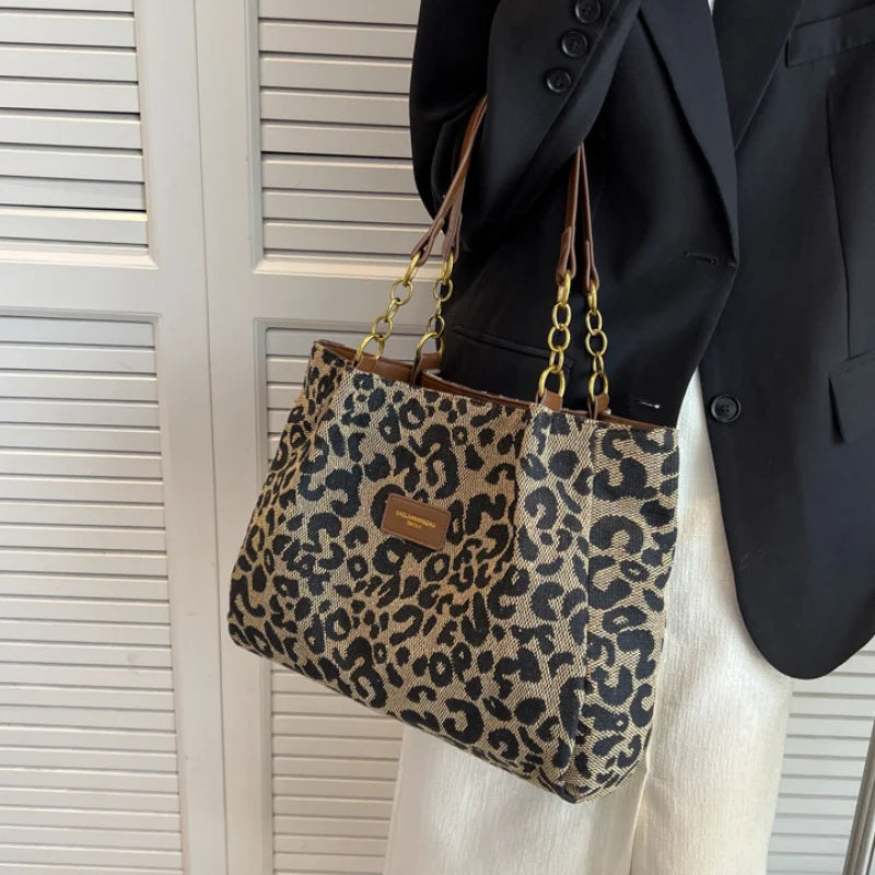 Stijlvolle Dames Luipaardprint Handtas