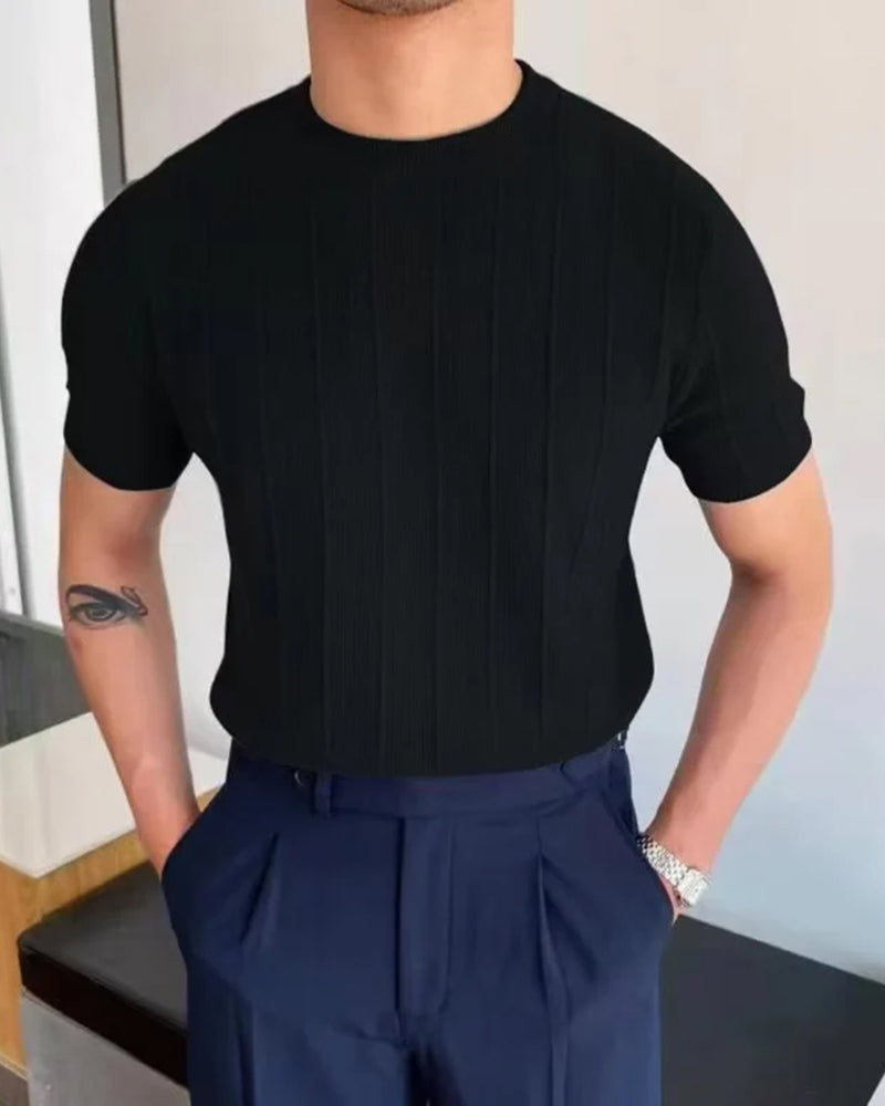 T-Shirt van Geribbelde Katoen voor Heren