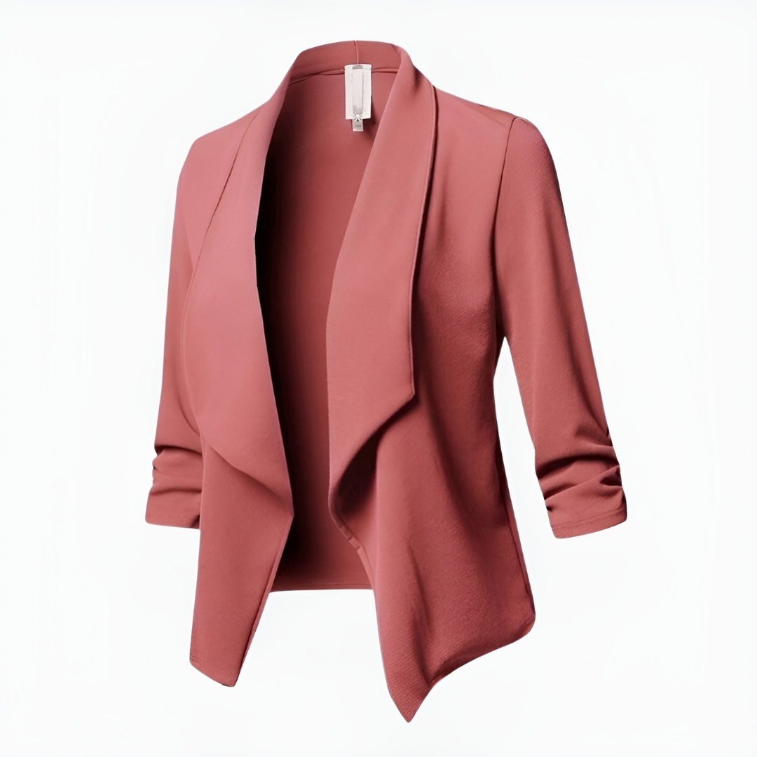 Dames Blazer – Getailleerde Pasvorm – Open Voorzijde – Shawl Kraag – Lange Mouwen