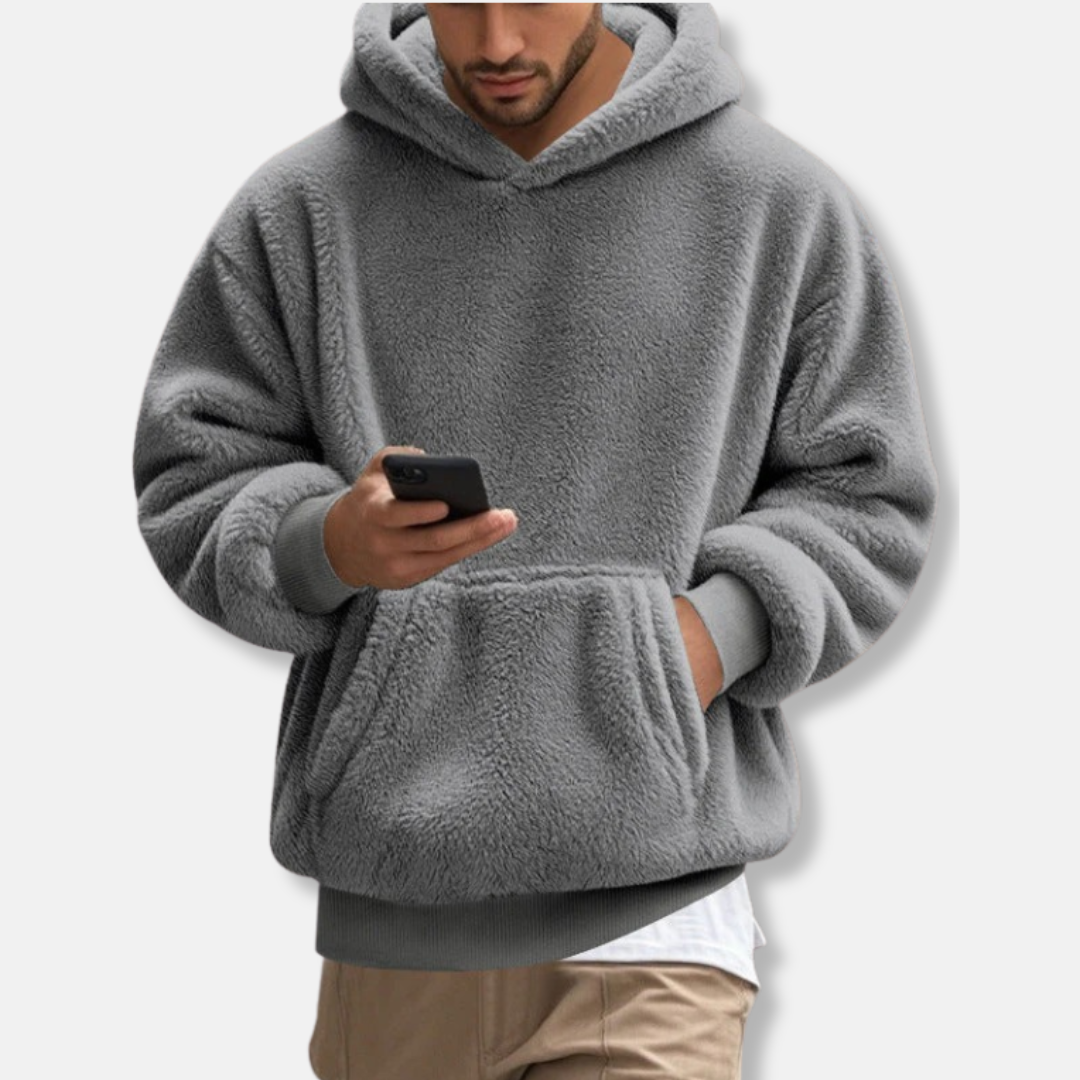 Men's Hoodie – Loose Fit – Fleece – Kangaroo Pocket – Ribbed Cuffs