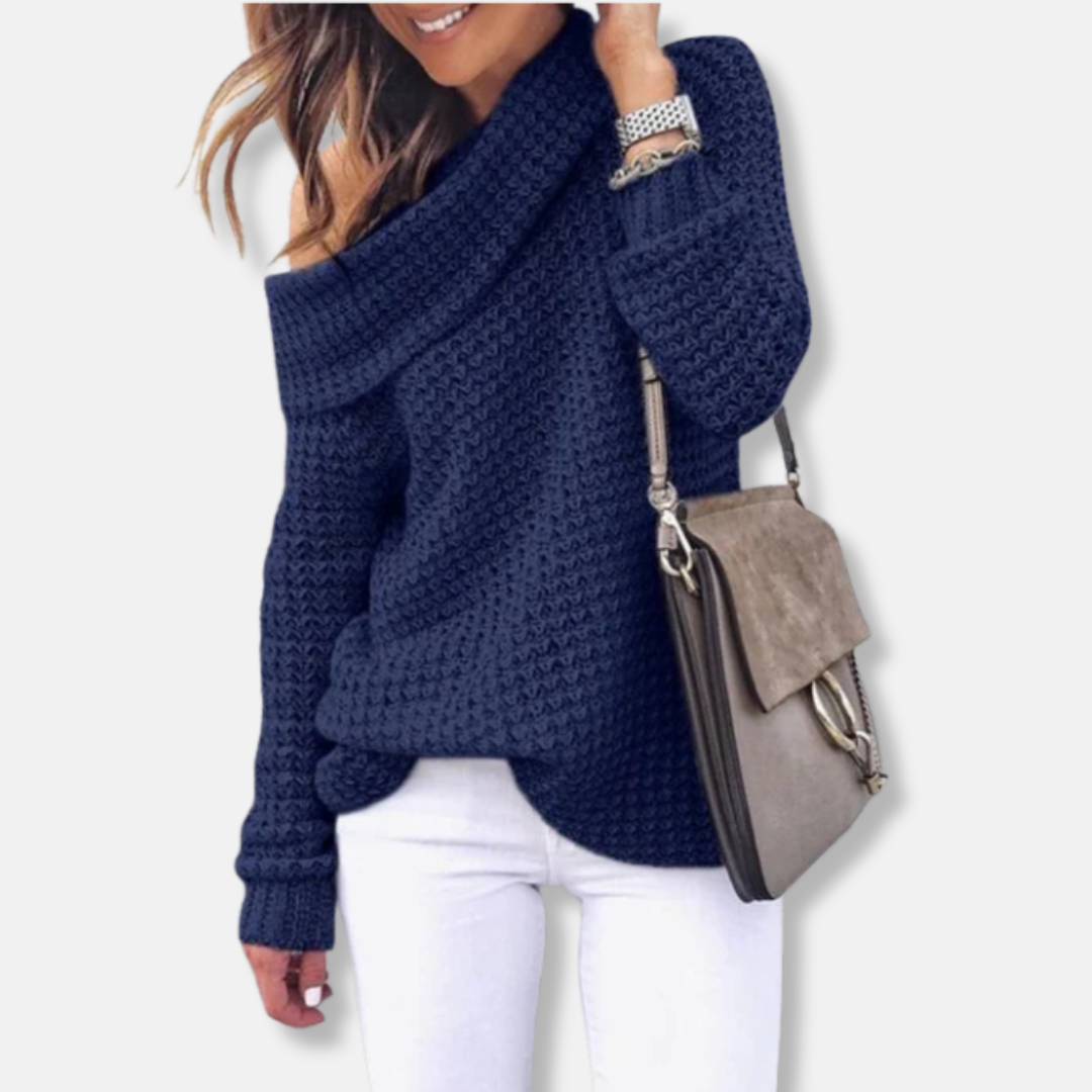 Women's sweatshirt – Oversized fit – Chunky knit – Off-shoulder neckline