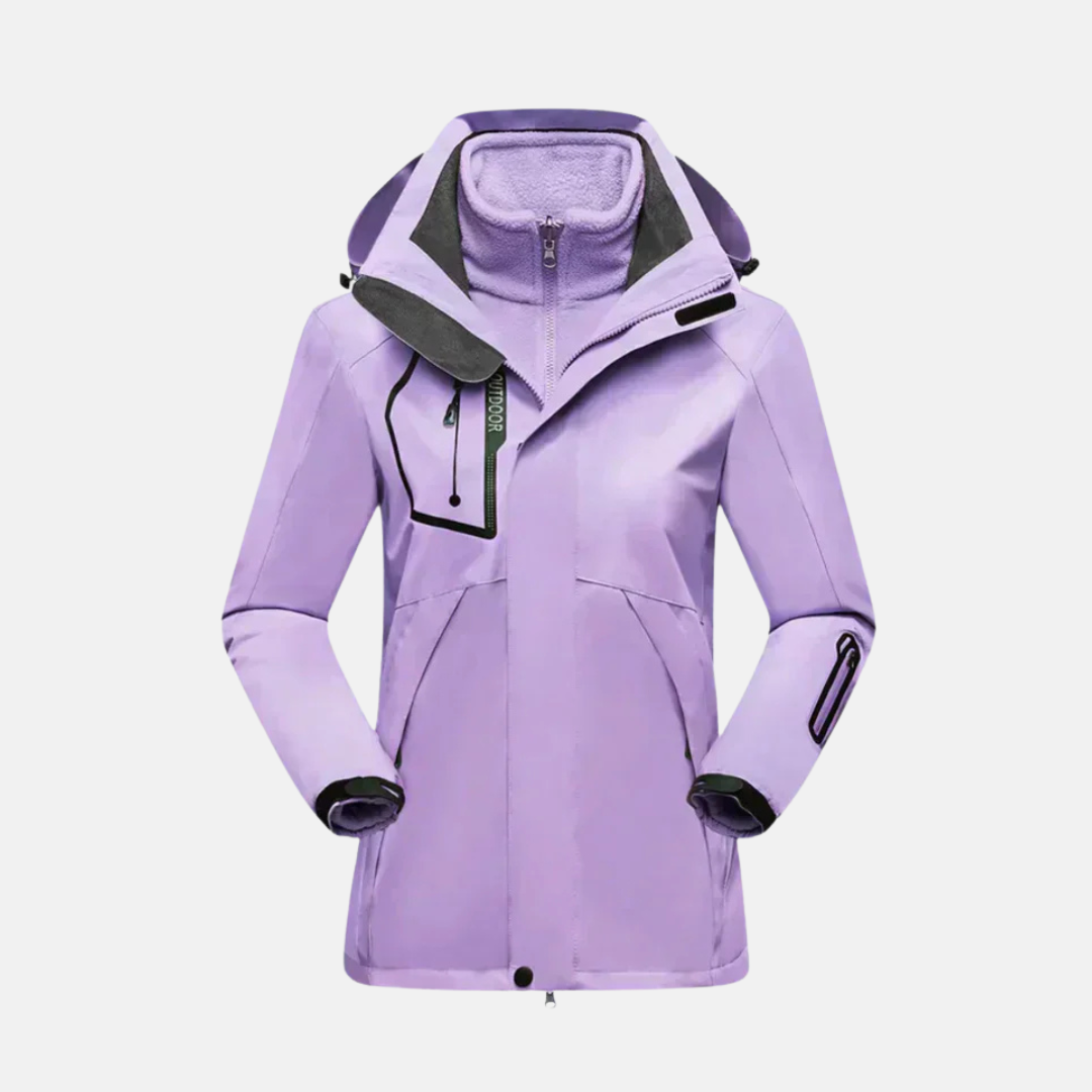 Women's Outdoor Jacket – 2-in-1 Design – Removable Fleece Lining – Water-Repellent – Adjustable Cuffs