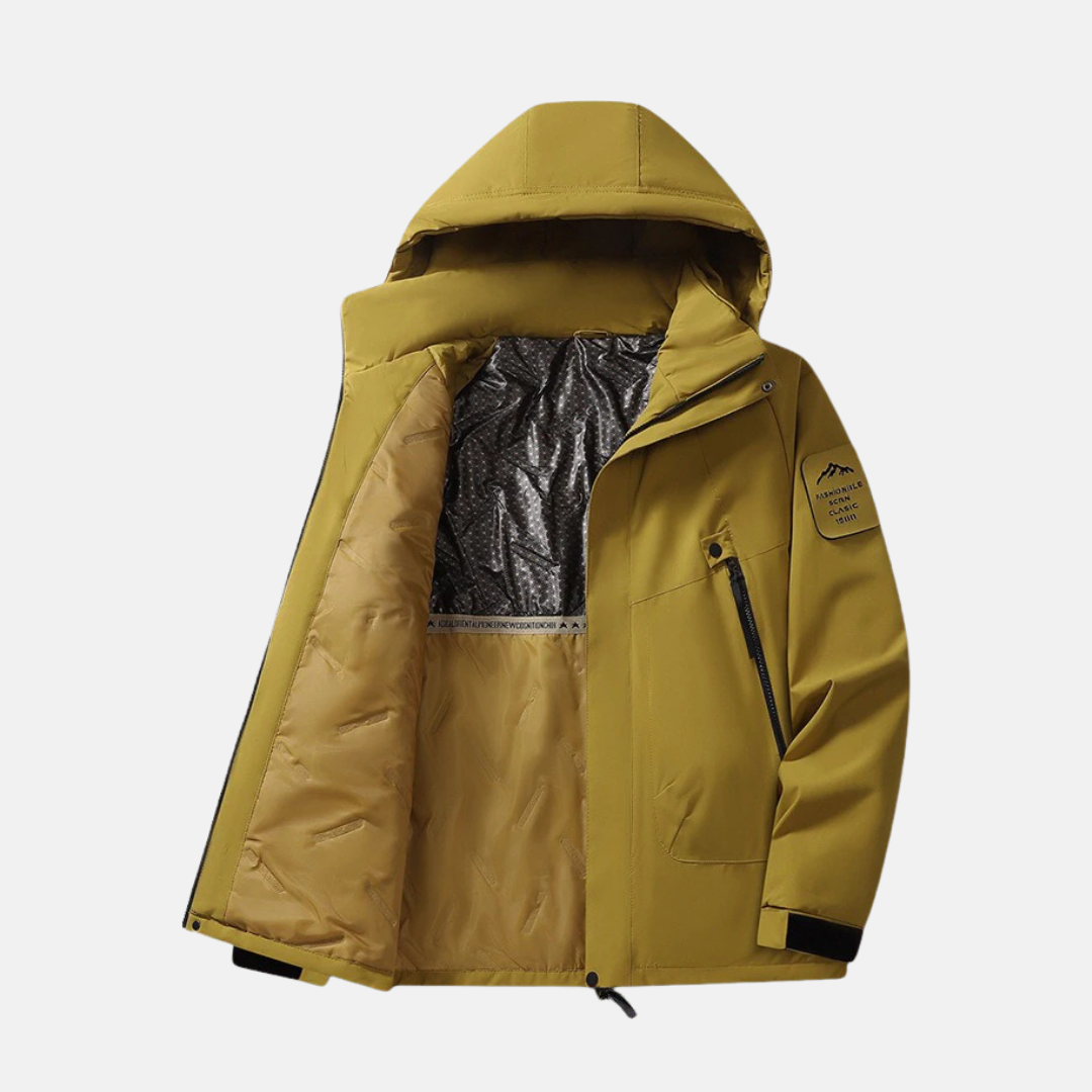 Men's Down Jacket – Regular Fit – Padded Lining – Hood and Stand-up Collar