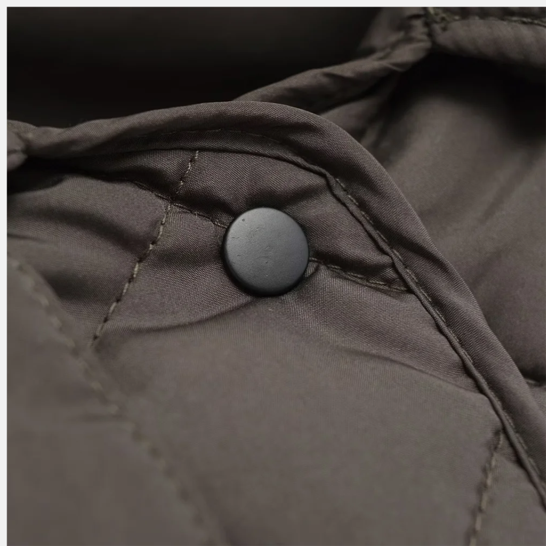 Women's Coat – Quilted – Relaxed Fit – Mid Length – Diamond Stitching – Button Closure