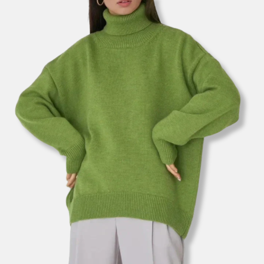 Women's sweater with turtleneck – Loose-fitting model – Knitted – Long sleeves – Ribbed trims