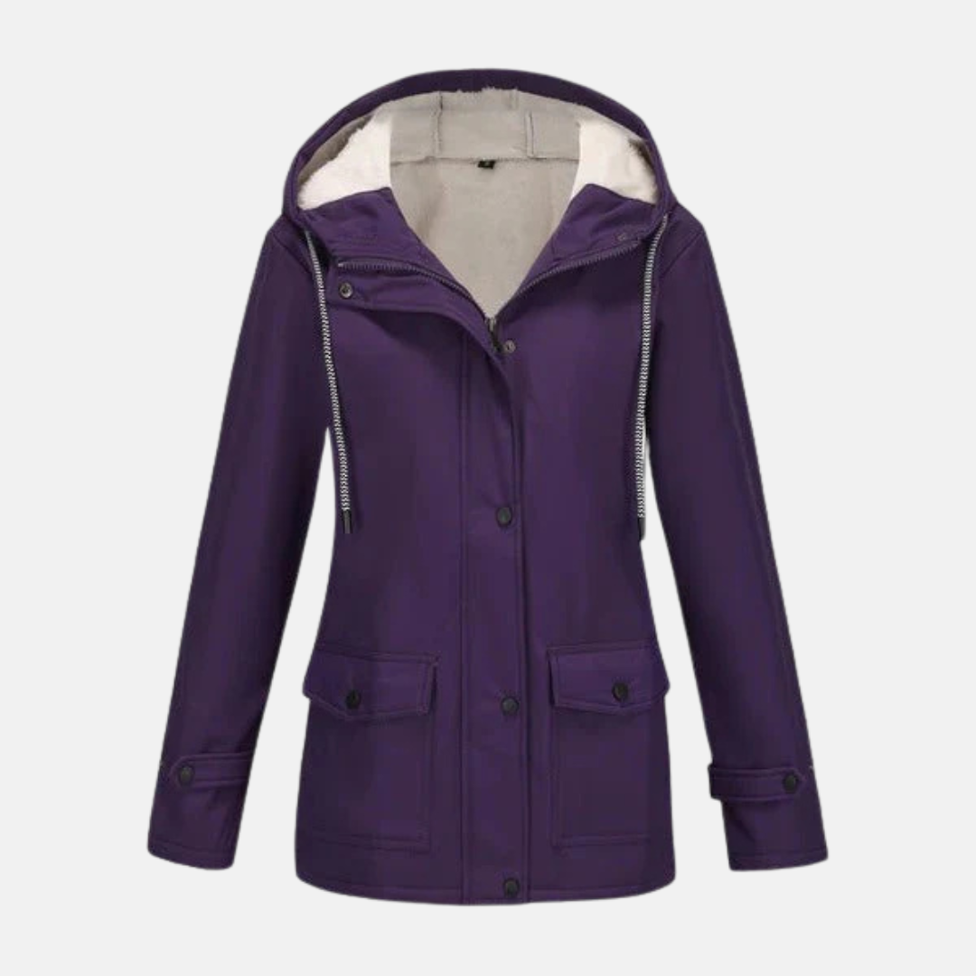 Women's Coat with Hood – Water-Repellent – Fleece Lined – Straight Fit – Mid-Length