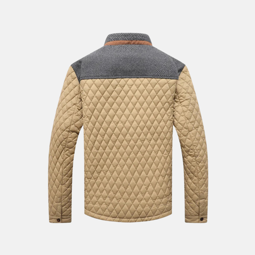 Men's Jacket - Woven Fabric - Regular Fit - Stand Collar - Diamond Stitching