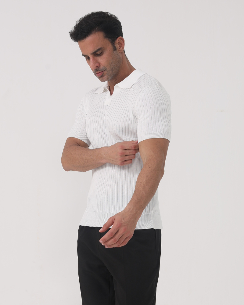 Poloshirt van Katoen met Structuur voor Heren
