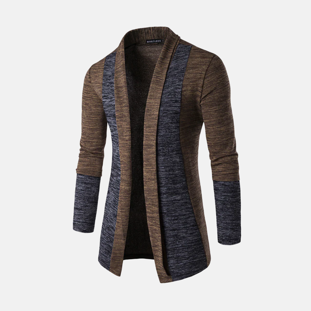 Men's Cardigan – Slim Fit – Lightweight Knit – Open Front – Mid Length