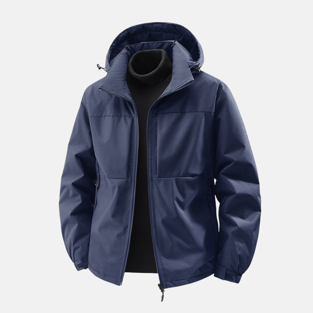 Men's Jacket – Windproof Water-repellent – Relaxed Fit – With Hood and Zippered Pockets