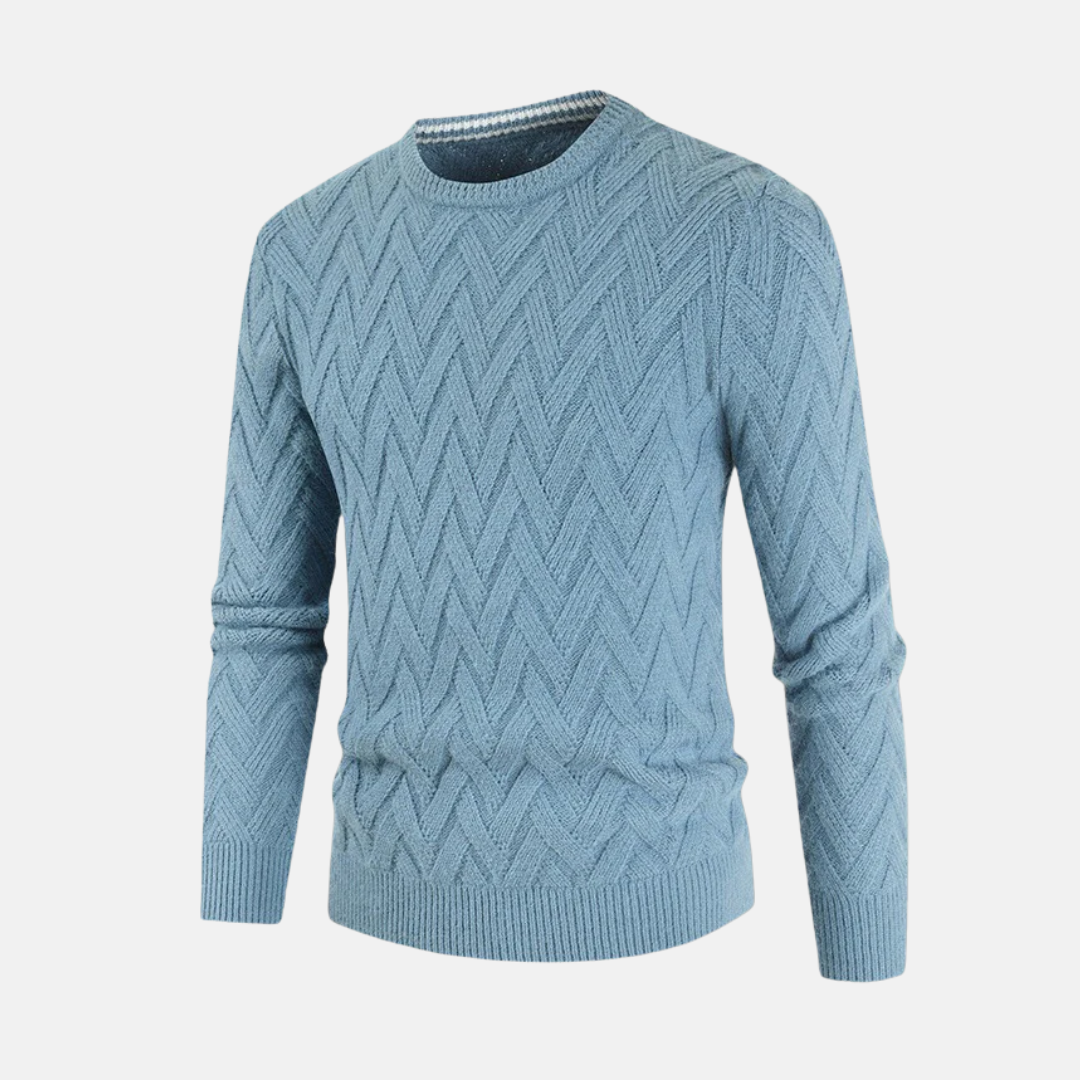 Men's sweatshirt – Wool mix – Chevron pattern – Regular fit – Round neck – Ribbed trims