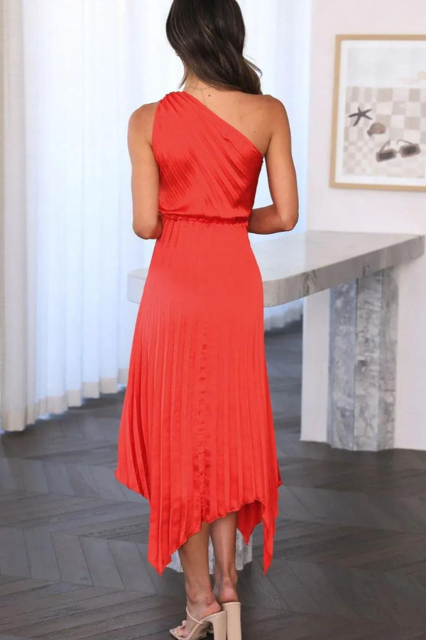 Verfijnde Dames One-Shoulder Jurk