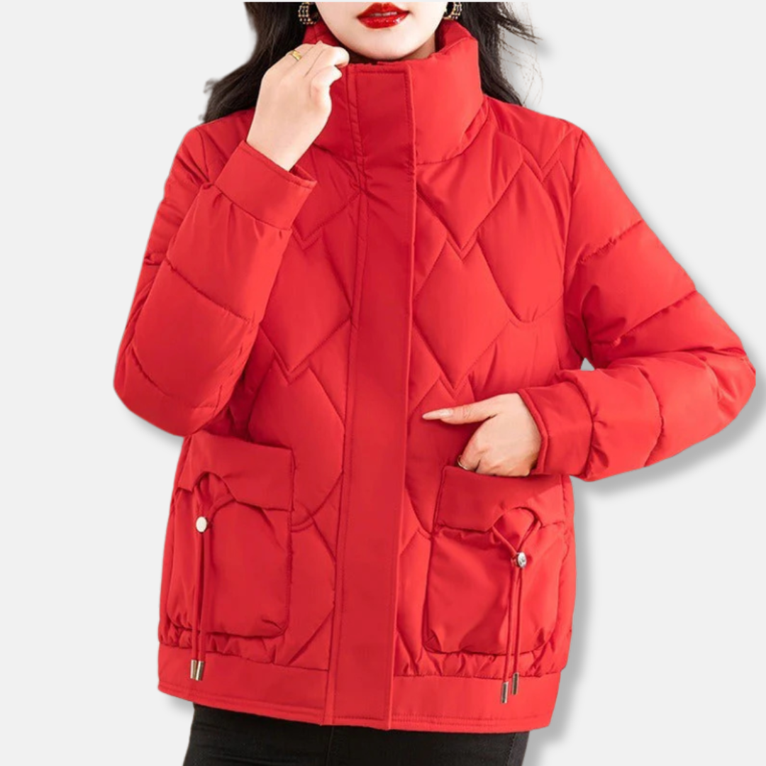 Women's Padded Jacket – Relaxed Fit – Diamond-Stitched Lining – High Collar