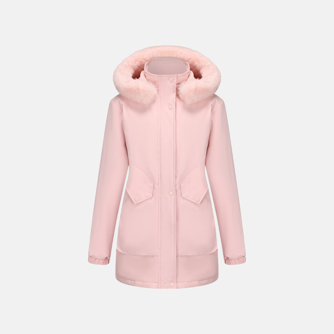 Women's parka coat – Relaxed fit – Water-repellent – Faux-fur hood – Waist drawcord