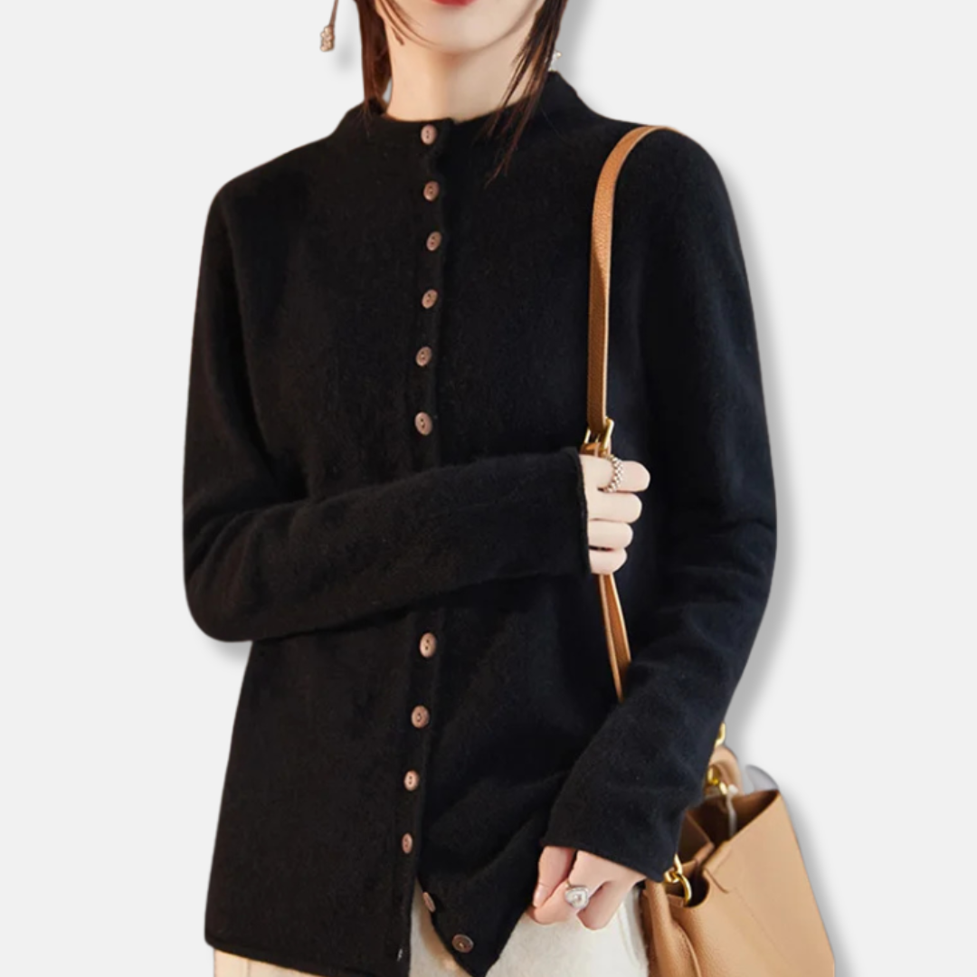 Women's Cardigan– Relaxed tailored fit – Wool – Button closure – Spread collar