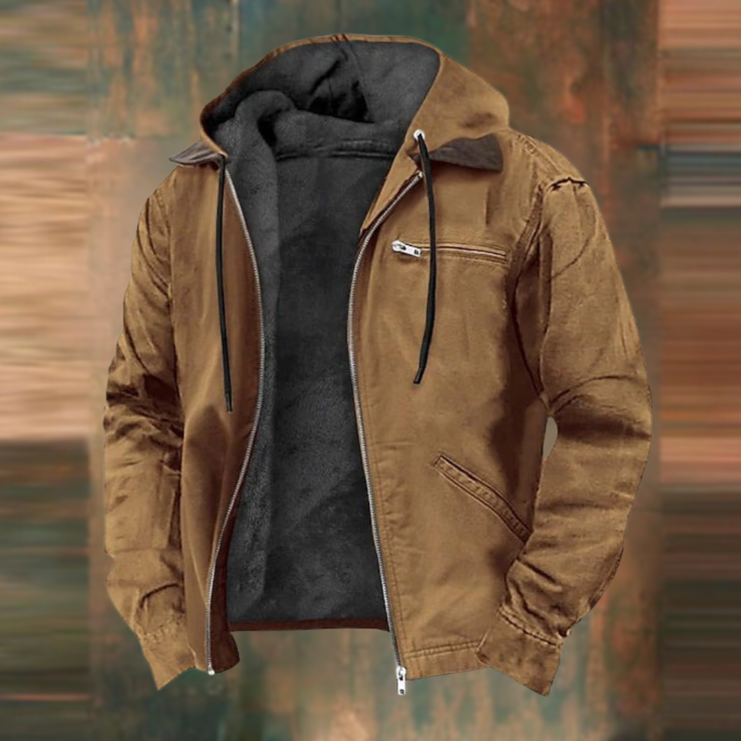 Heren Hooded Jack – Slim Fit – Fleece Voering – Ritszak – Casual Outdoor