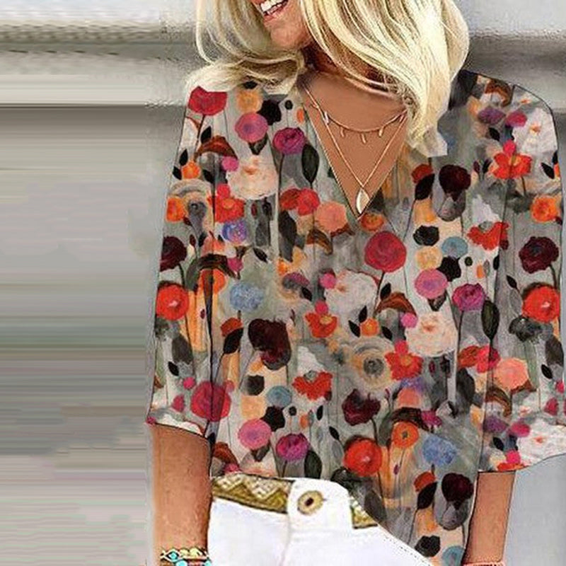 Vintage Bloemenprint Blouse voor Dames