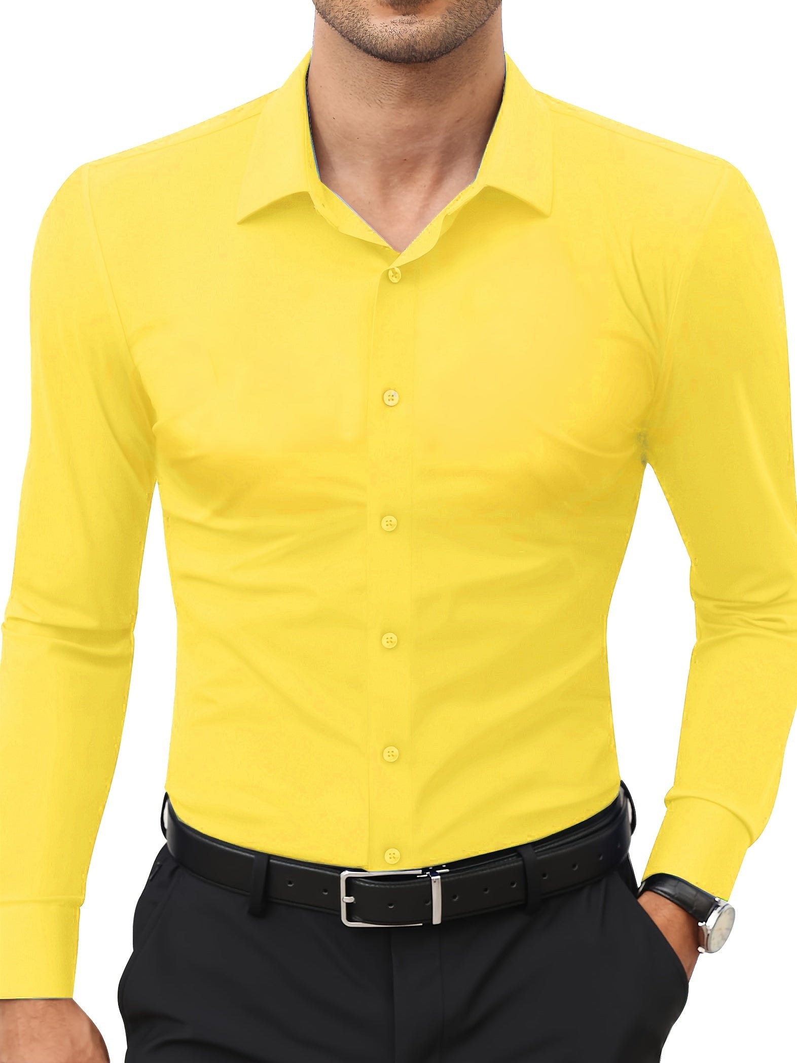 Slim-Fit Stretch Overhemd met Knoopsluiting voor Heren