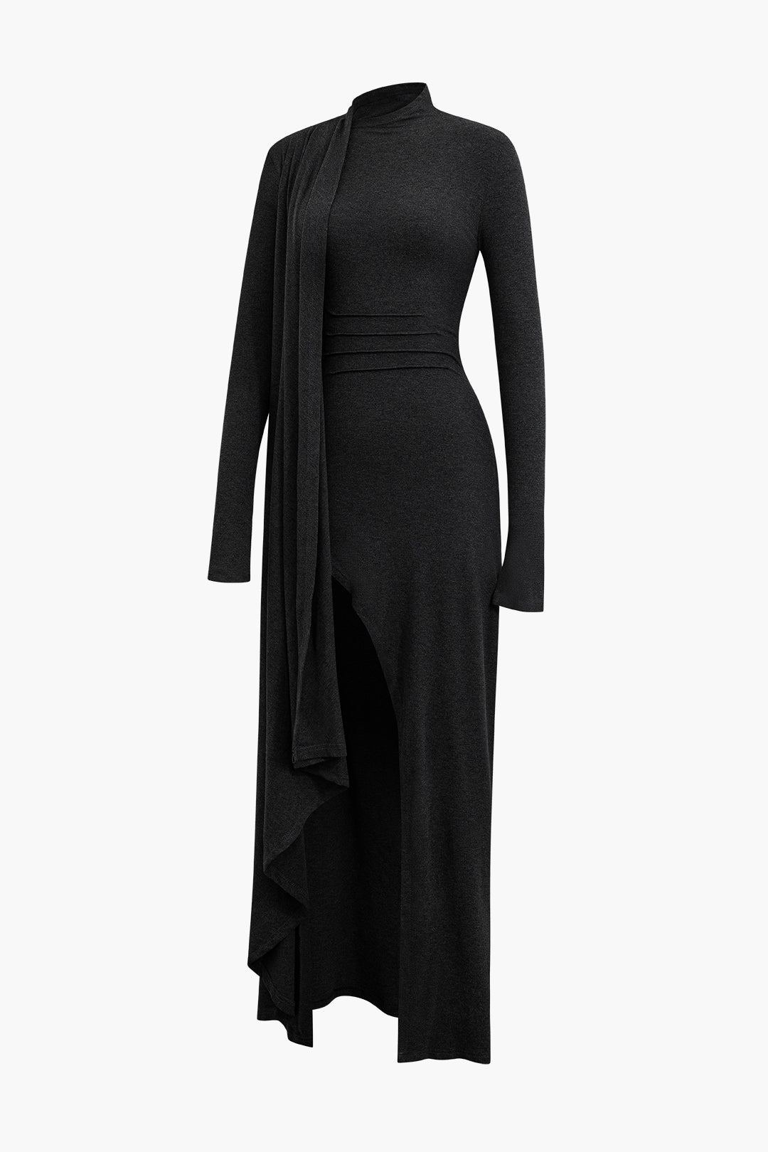 Maxi-jurk met hoge hals en split