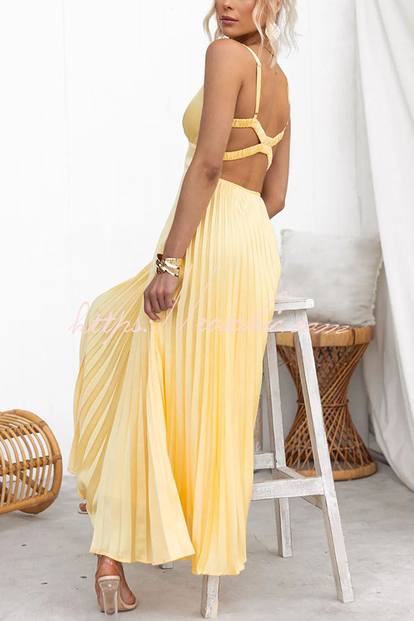 Elegante Geplisseerde Maxi Jurk