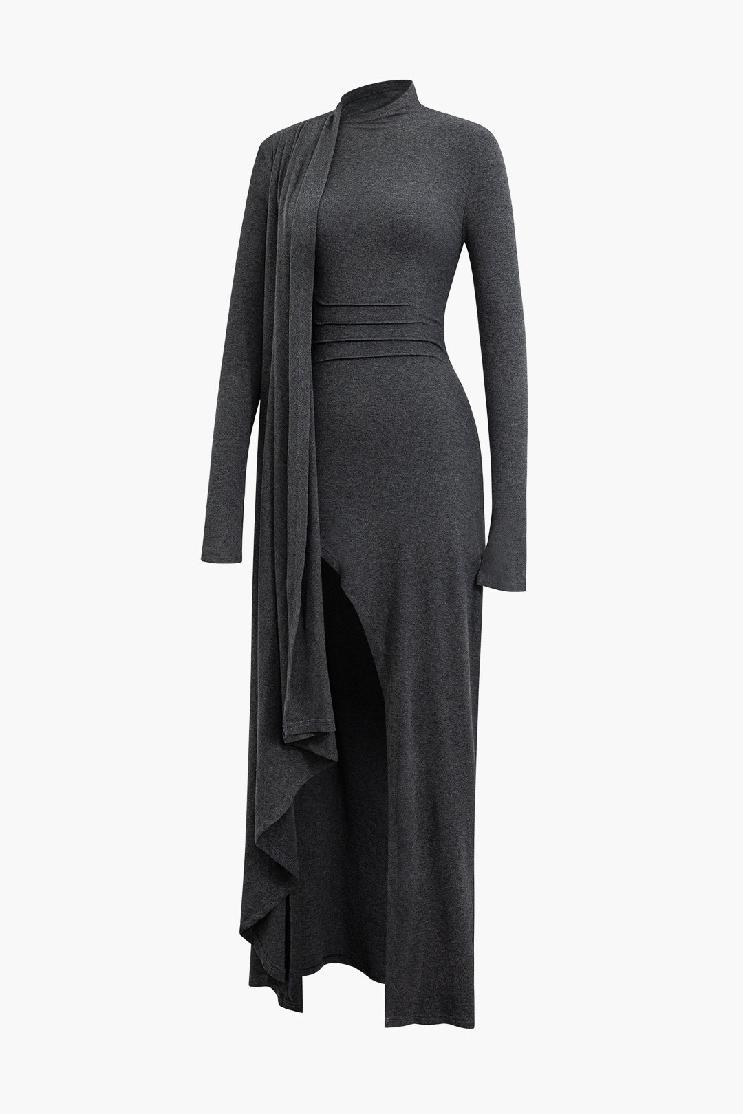 Maxi-jurk met hoge hals en split