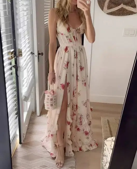 Klassieke Elegante Bloemen Maxi Jurk