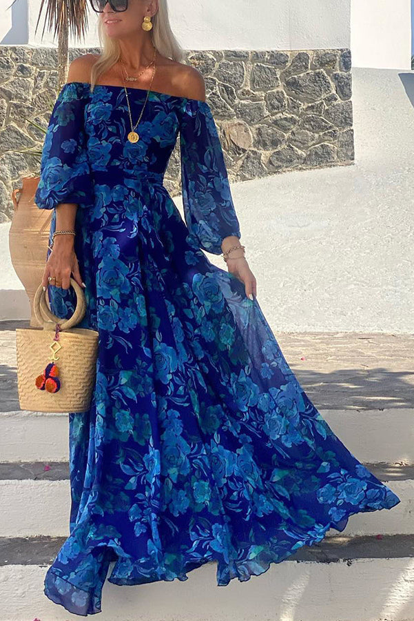 Chique Bloemen Off-Shoulder Maxi Jurk
