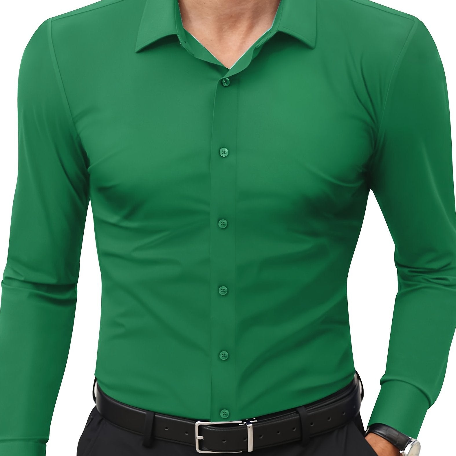 Slim-Fit Stretch Overhemd met Knoopsluiting voor Heren