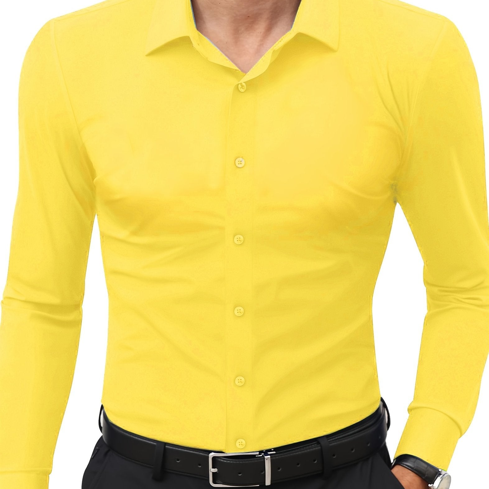 Slim-Fit Stretch Overhemd met Knoopsluiting voor Heren