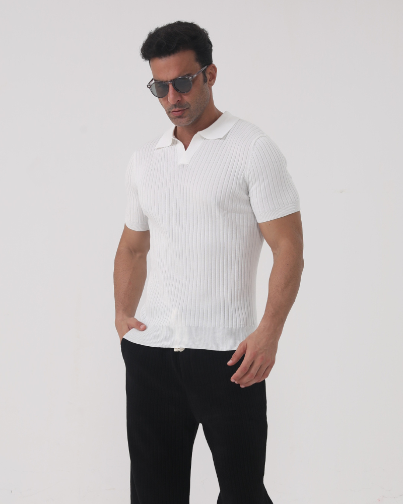 Poloshirt van Katoen met Structuur voor Heren