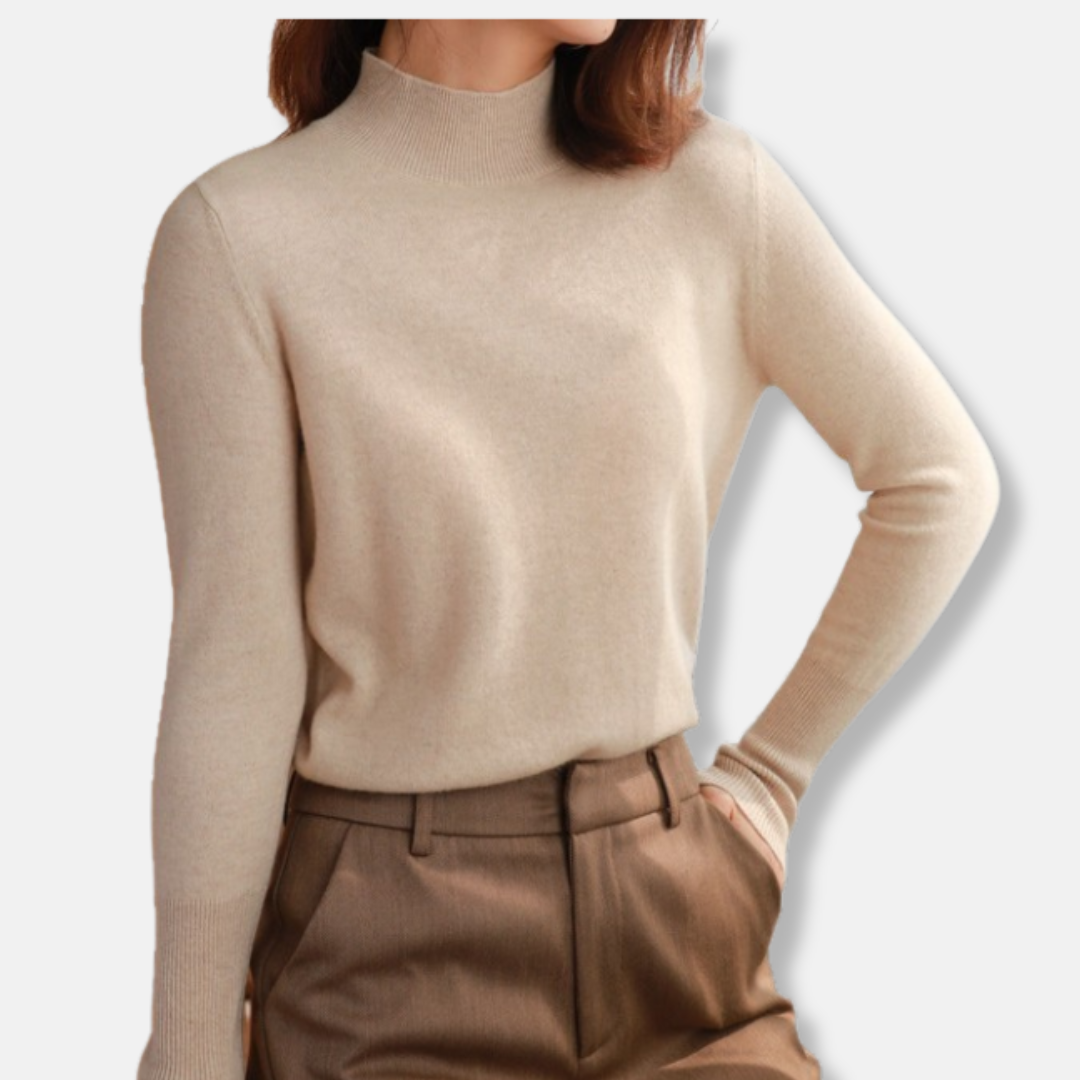 Women's Sweater – Slim Fit – Lightweight Knit – Turtleneck – Ribbed Edges