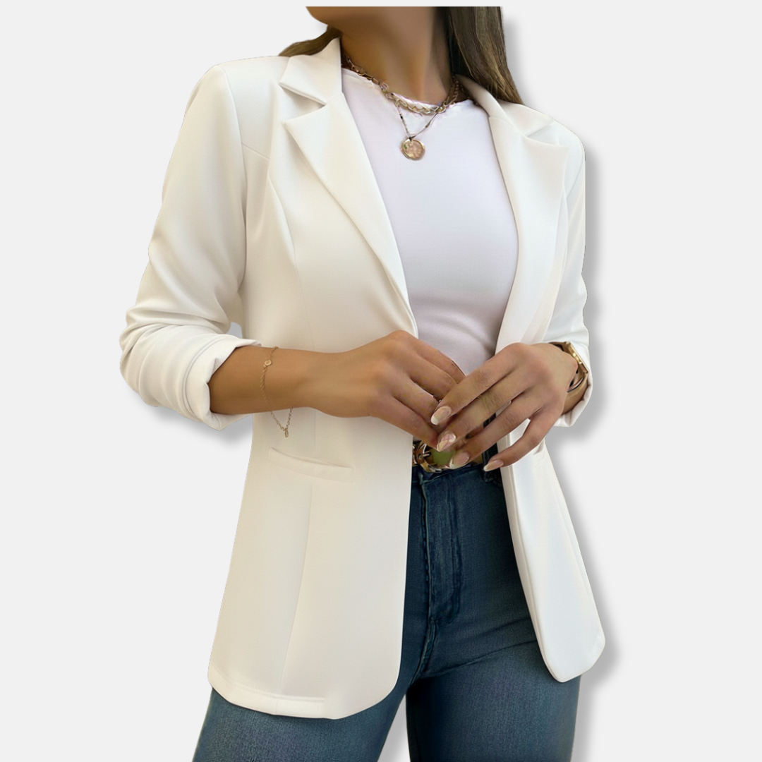 Women's blazer – Tailored fit – Three-quarter sleeve – Notched lapel – Flap pockets
