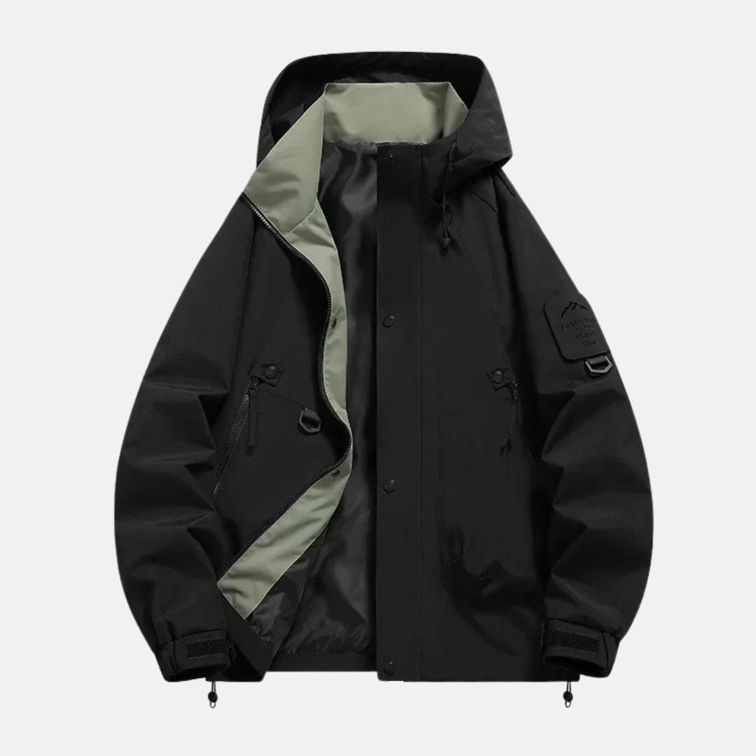 Men's Windbreaker – Technical Design – Hood – Multiple Pockets – Adjustable Cuffs
