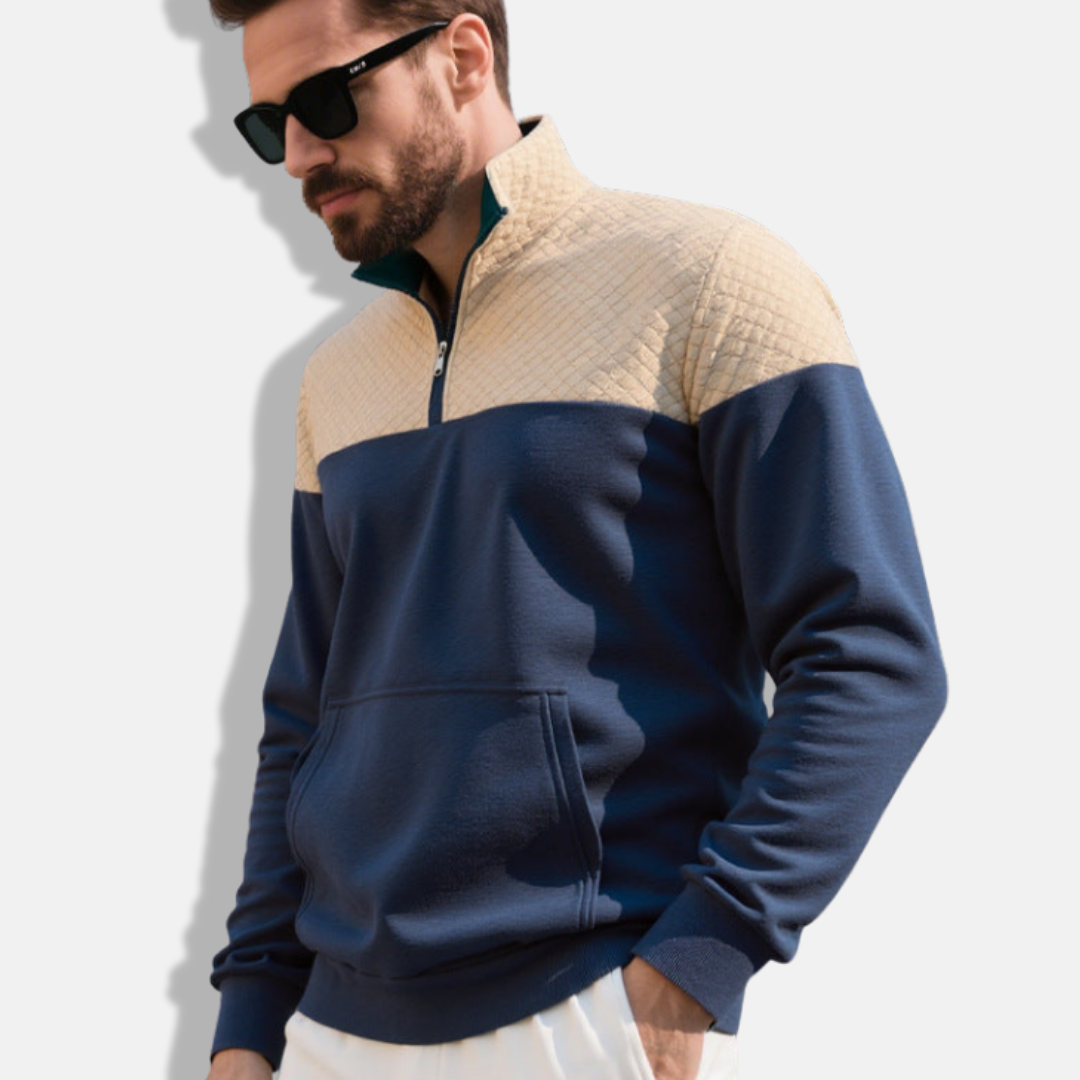 Men's sweatshirt – Regular fit – Quilted shoulders – Half-zip – Kangaroo pocket