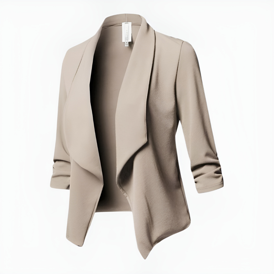 Dames Blazer – Getailleerde Pasvorm – Open Voorzijde – Shawl Kraag – Lange Mouwen