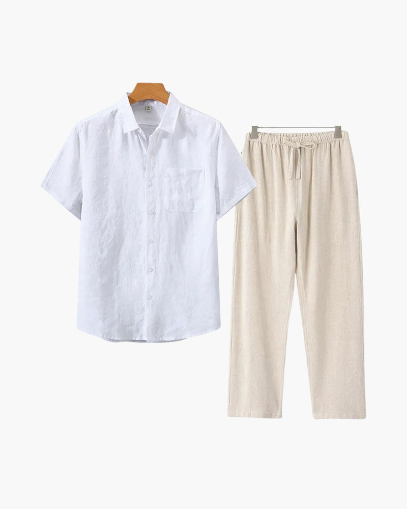 Premium Linnen Overhemd en Broek Set voor Heren