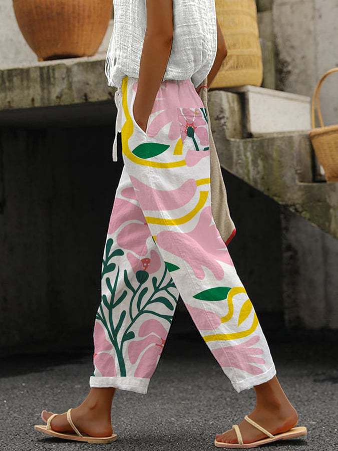 Afslappende Boho Broek met Bloemenprint voor Dames