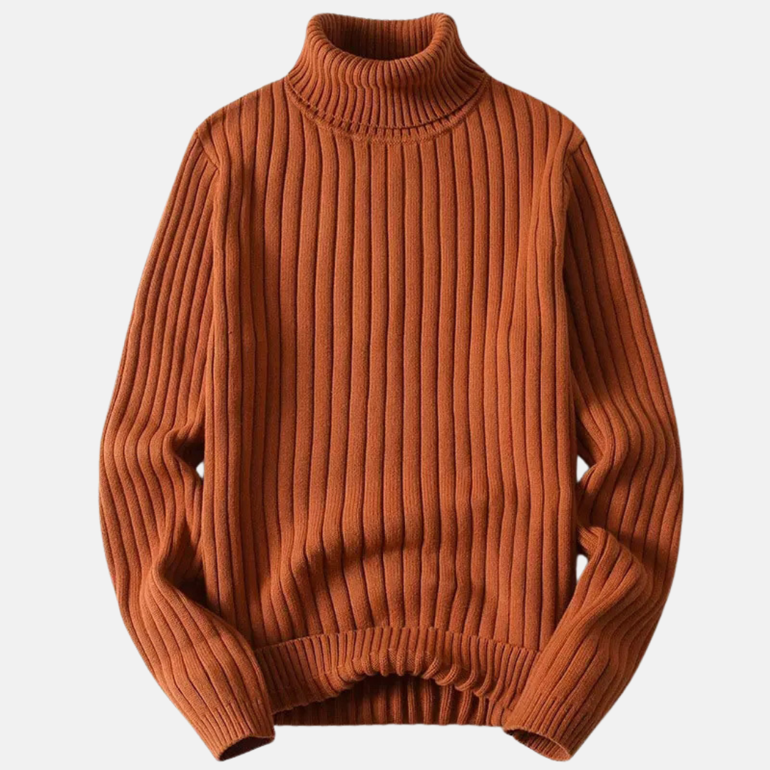 Men's Sweater - Knitted Fabric - Turtleneck - Regular Fit - Long Sleeves