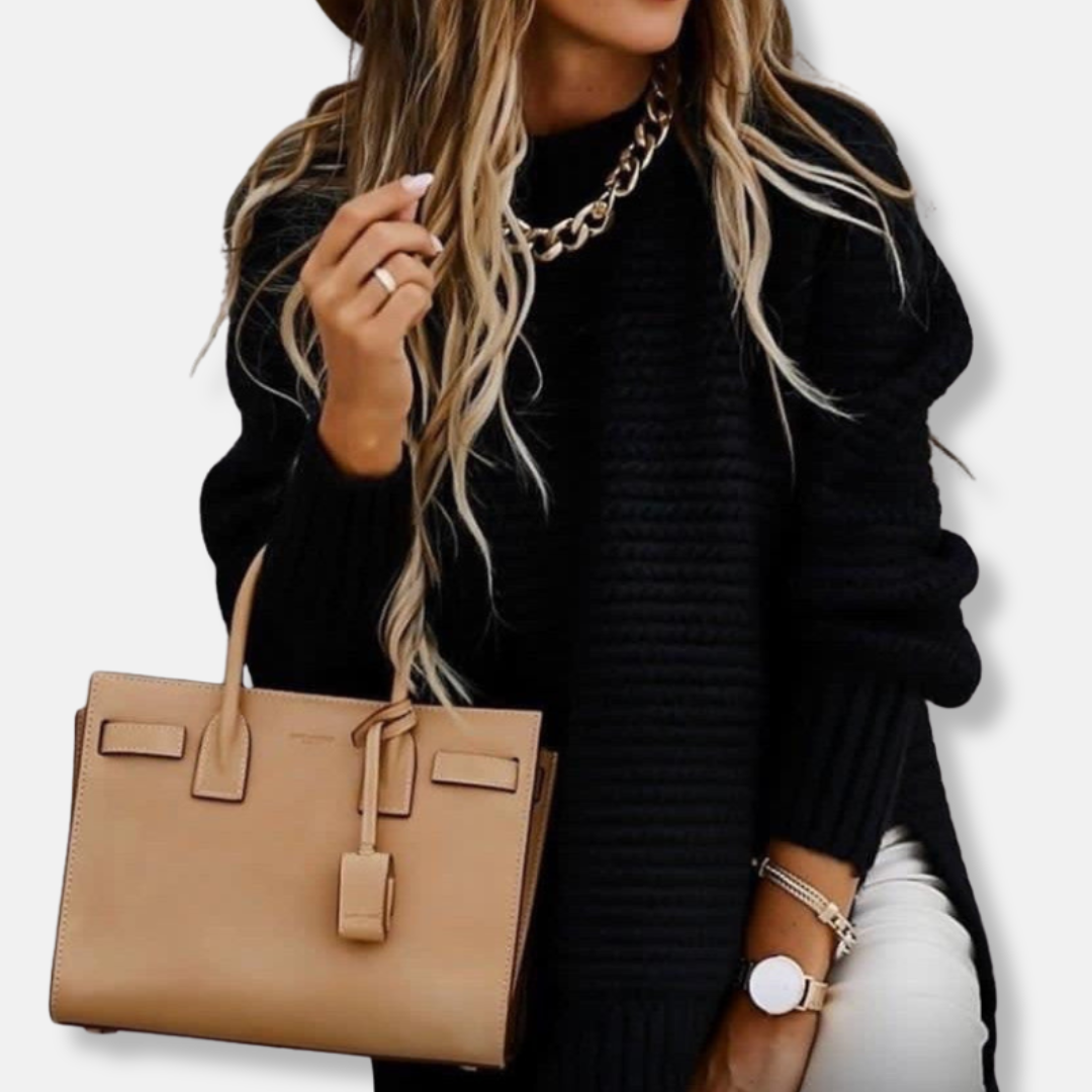 Ladies Sweater – Oversized Fit – Ribbed Knit – Soft Texture – Long Model