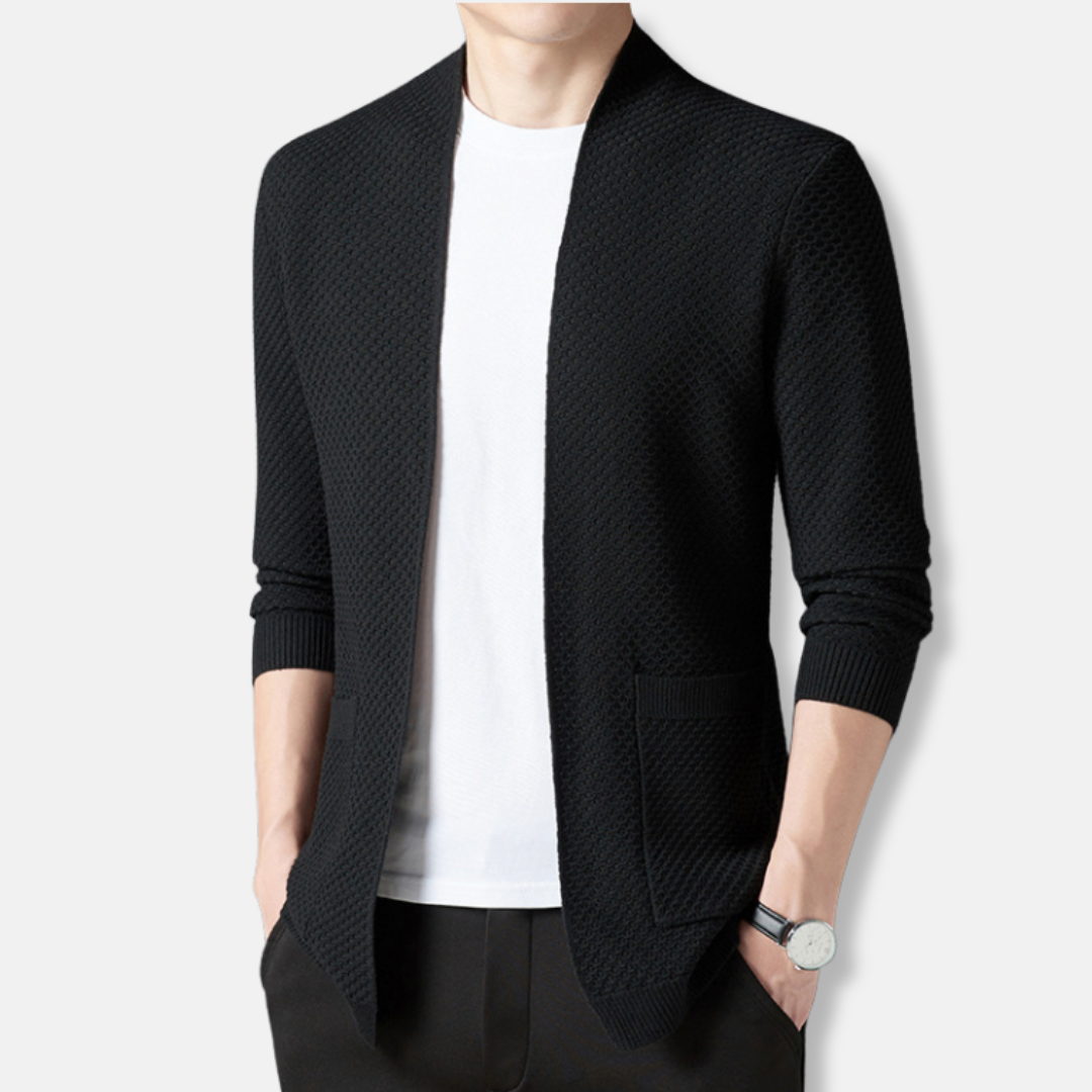 Men's Cardigan - Cotton Blend - Open Front - Hip Length