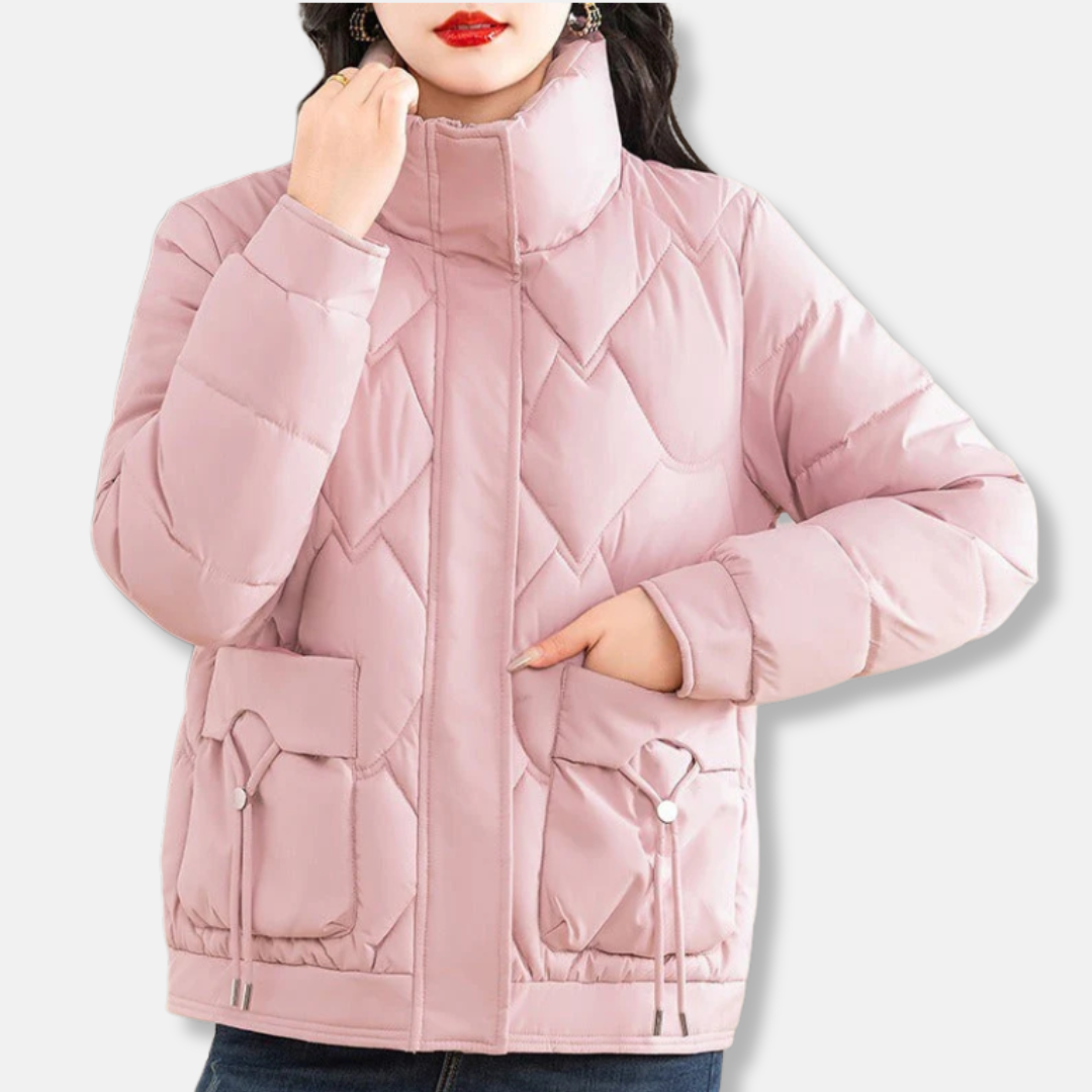 Women's Padded Jacket – Relaxed Fit – Diamond-Stitched Lining – High Collar