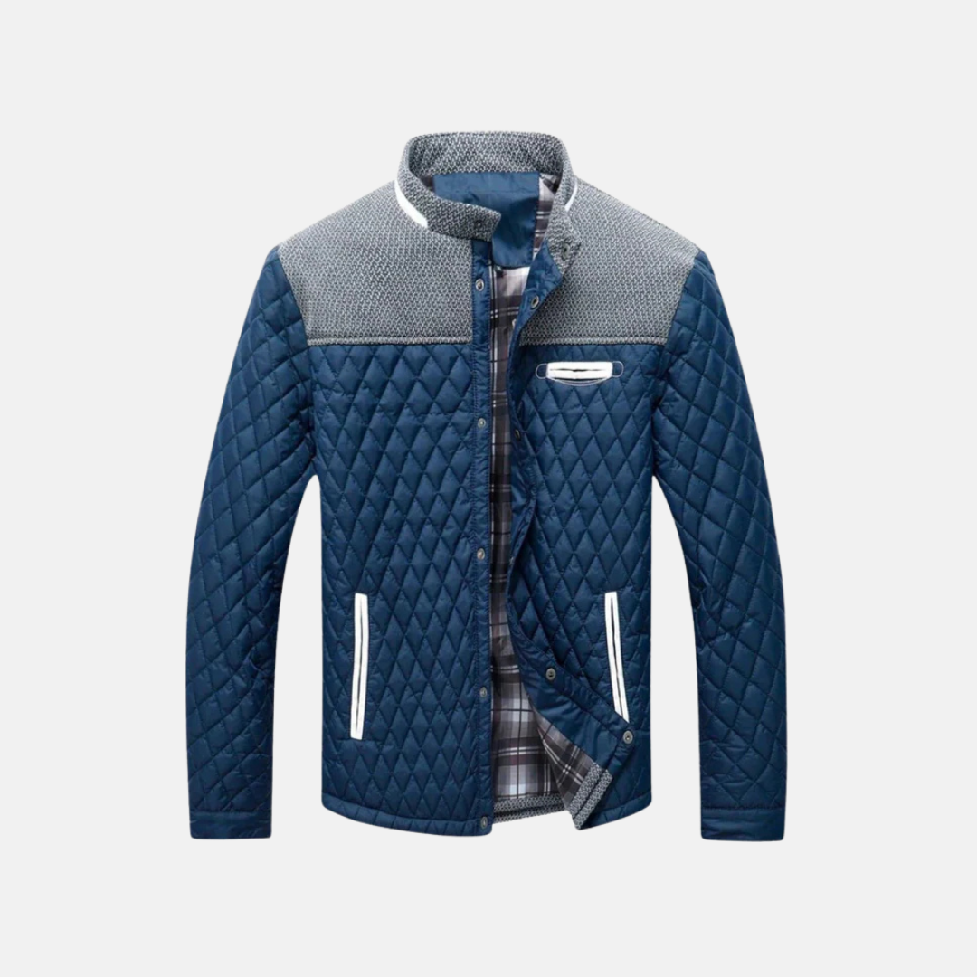 Men's Jacket - Woven Fabric - Regular Fit - Stand Collar - Diamond Stitching