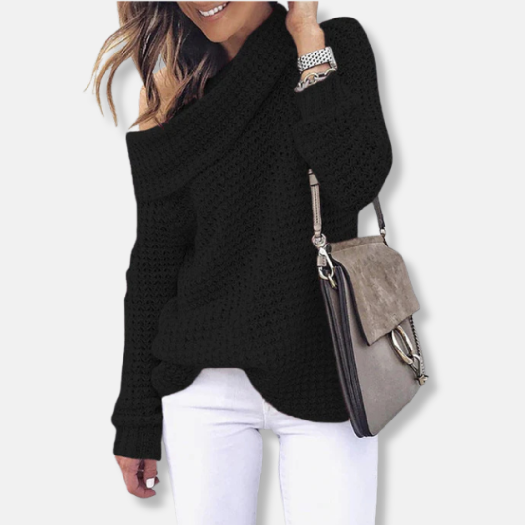 Women's sweatshirt – Oversized fit – Chunky knit – Off-shoulder neckline