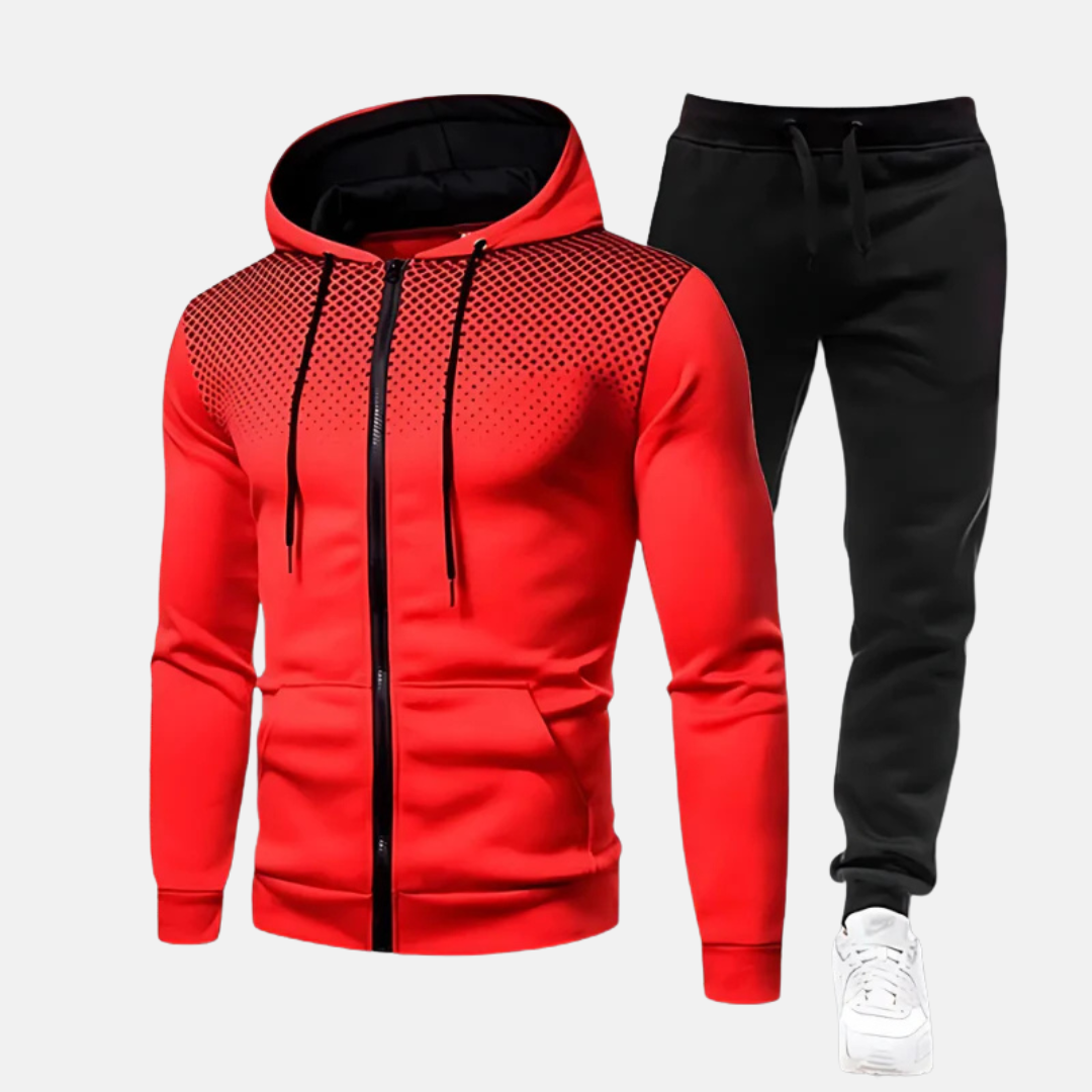 Men's Tracksuit – Slim Fit – Breathable Cotton – Zipper – Elastic Cuffs – Print