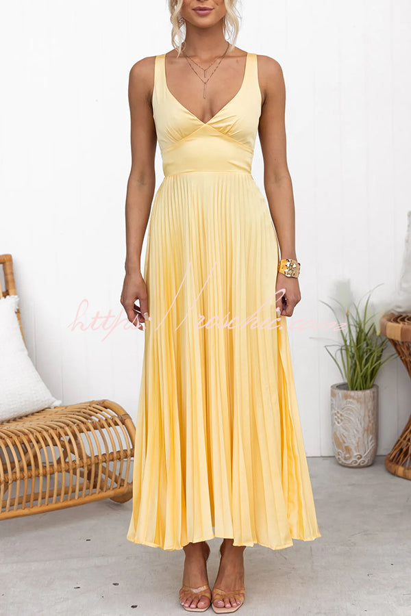 Elegante Geplisseerde Maxi Jurk